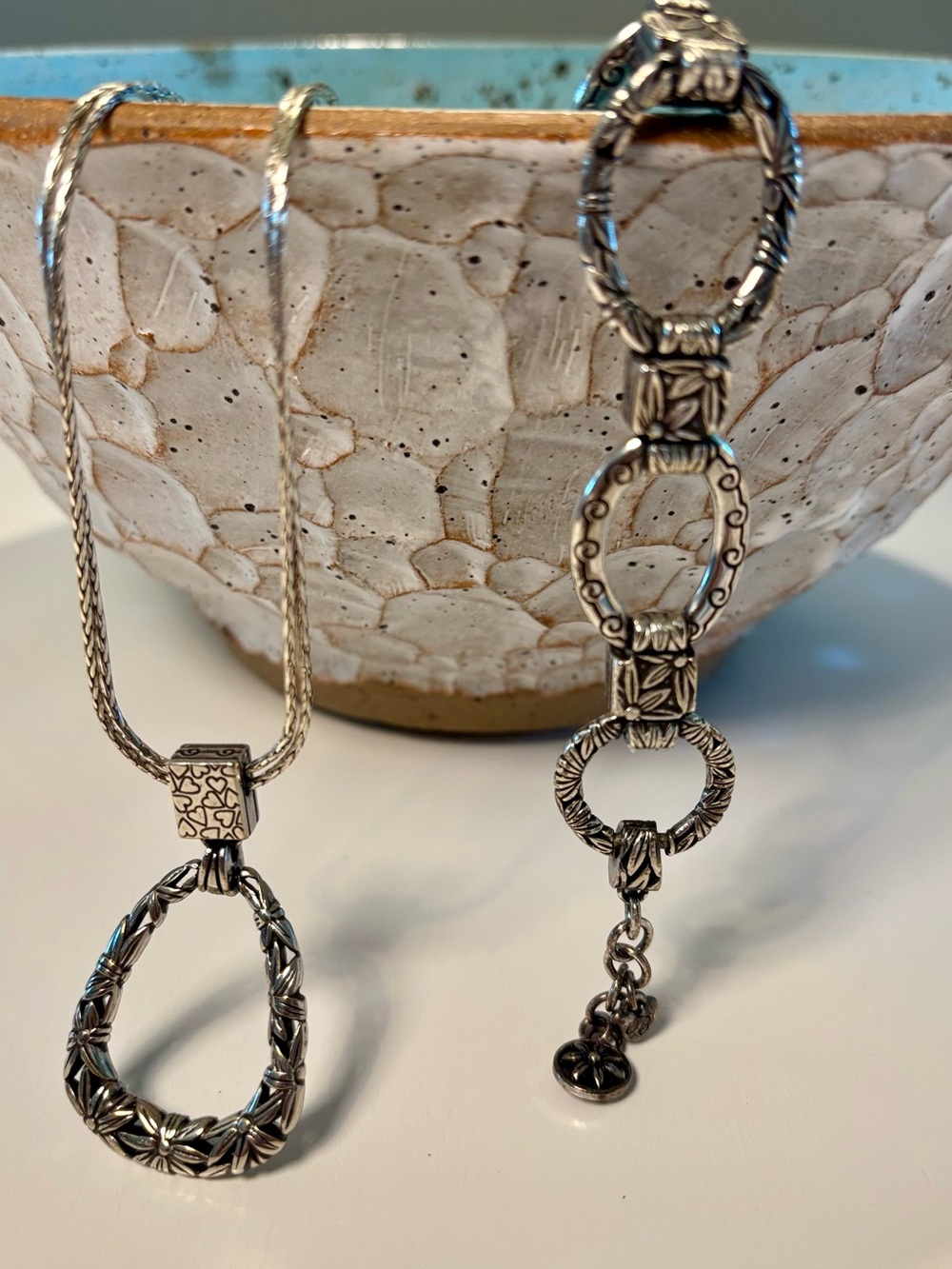Brighton Engraved Silver Bracelet & Pendant Necklace